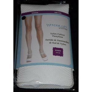 Halloween Costume Adult Woman's White Fishnet Nylons Tights Pantyhose One Size